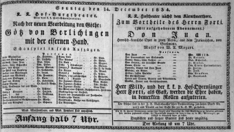 Theaterzettel (Oper und Burgtheater in Wien) 18341214 Seite: 1