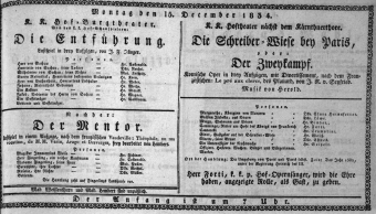 Theaterzettel (Oper und Burgtheater in Wien) 18341215 Seite: 1