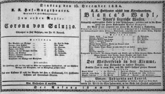 Theaterzettel (Oper und Burgtheater in Wien) 18341216 Seite: 1