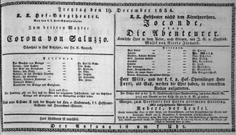 Theaterzettel (Oper und Burgtheater in Wien) 18341219 Seite: 1