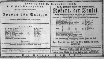 Theaterzettel (Oper und Burgtheater in Wien) 18341226 Seite: 1