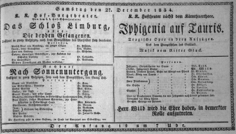 Theaterzettel (Oper und Burgtheater in Wien) 18341227 Seite: 1