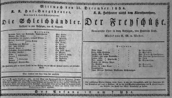 Theaterzettel (Oper und Burgtheater in Wien) 18341231 Seite: 1