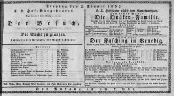 Theaterzettel (Oper und Burgtheater in Wien) 18350102 Seite: 1