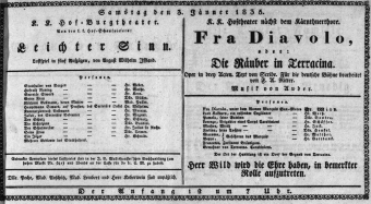 Theaterzettel (Oper und Burgtheater in Wien) 18350103 Seite: 1