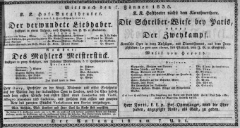 Theaterzettel (Oper und Burgtheater in Wien) 18350107 Seite: 1