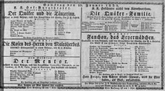 Theaterzettel (Oper und Burgtheater in Wien) 18350110 Seite: 1