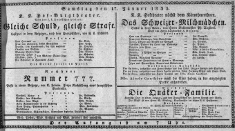 Theaterzettel (Oper und Burgtheater in Wien) 18350117 Seite: 1