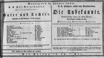 Theaterzettel (Oper und Burgtheater in Wien) 18350119 Seite: 1