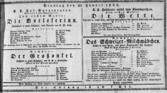 Theaterzettel (Oper und Burgtheater in Wien) 18350120 Seite: 1