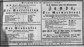Theaterzettel (Oper und Burgtheater in Wien) 18350121 Seite: 1