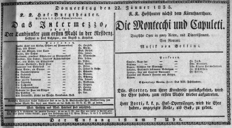 Theaterzettel (Oper und Burgtheater in Wien) 18350122 Seite: 1