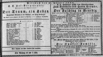 Theaterzettel (Oper und Burgtheater in Wien) 18350128 Seite: 1