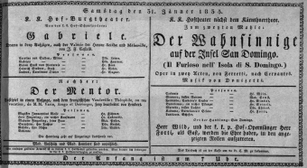 Theaterzettel (Oper und Burgtheater in Wien) 18350131 Seite: 1