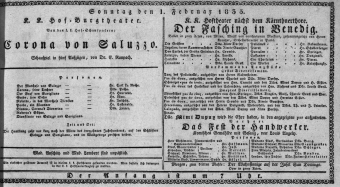 Theaterzettel (Oper und Burgtheater in Wien) 18350201 Seite: 1