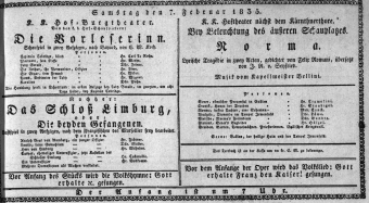 Theaterzettel (Oper und Burgtheater in Wien) 18350207 Seite: 1