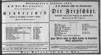 Theaterzettel (Oper und Burgtheater in Wien) 18350208 Seite: 1