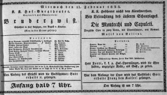 Theaterzettel (Oper und Burgtheater in Wien) 18350211 Seite: 1