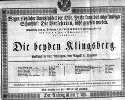 Theaterzettel (Oper und Burgtheater in Wien) 18350221 Seite: 1