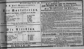 Theaterzettel (Oper und Burgtheater in Wien) 18350224 Seite: 1