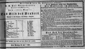 Theaterzettel (Oper und Burgtheater in Wien) 18350225 Seite: 1