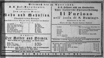 Theaterzettel (Oper und Burgtheater in Wien) 18350422 Seite: 1