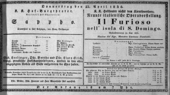 Theaterzettel (Oper und Burgtheater in Wien) 18350423 Seite: 1