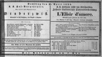 Theaterzettel (Oper und Burgtheater in Wien) 18350425 Seite: 1