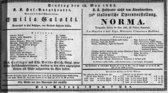 Theaterzettel (Oper und Burgtheater in Wien) 18350512 Seite: 1