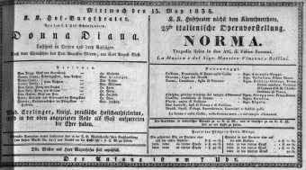 Theaterzettel (Oper und Burgtheater in Wien) 18350513 Seite: 1