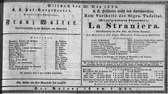 Theaterzettel (Oper und Burgtheater in Wien) 18350520 Seite: 1