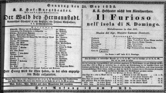 Theaterzettel (Oper und Burgtheater in Wien) 18350524 Seite: 1