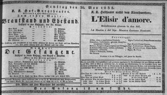 Theaterzettel (Oper und Burgtheater in Wien) 18350530 Seite: 1