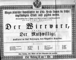 Theaterzettel (Oper und Burgtheater in Wien) 18350604 Seite: 1