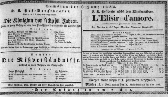 Theaterzettel (Oper und Burgtheater in Wien) 18350606 Seite: 1