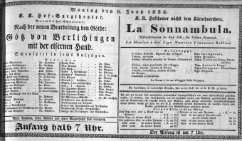 Theaterzettel (Oper und Burgtheater in Wien) 18350608 Seite: 1
