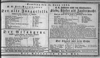 Theaterzettel (Oper und Burgtheater in Wien) 18350613 Seite: 1