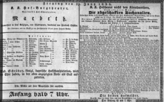 Theaterzettel (Oper und Burgtheater in Wien) 18350619 Seite: 1