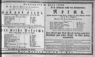 Theaterzettel (Oper und Burgtheater in Wien) 18350620 Seite: 1
