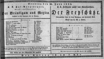 Theaterzettel (Oper und Burgtheater in Wien) 18350628 Seite: 1