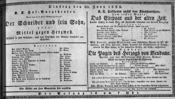 Theaterzettel (Oper und Burgtheater in Wien) 18350630 Seite: 1