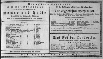 Theaterzettel (Oper und Burgtheater in Wien) 18350803 Seite: 1