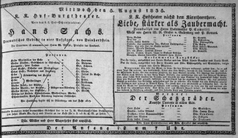 Theaterzettel (Oper und Burgtheater in Wien) 18350805 Seite: 1