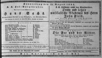 Theaterzettel (Oper und Burgtheater in Wien) 18350813 Seite: 1