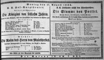 Theaterzettel (Oper und Burgtheater in Wien) 18350817 Seite: 1