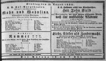 Theaterzettel (Oper und Burgtheater in Wien) 18350818 Seite: 1