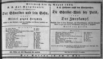 Theaterzettel (Oper und Burgtheater in Wien) 18350819 Seite: 1