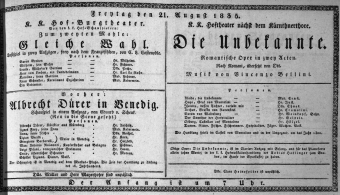 Theaterzettel (Oper und Burgtheater in Wien) 18350821 Seite: 1