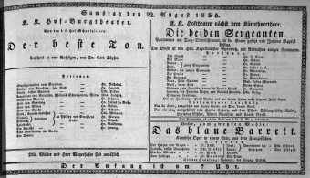 Theaterzettel (Oper und Burgtheater in Wien) 18350822 Seite: 1