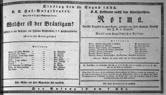 Theaterzettel (Oper und Burgtheater in Wien) 18350825 Seite: 1